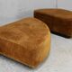 Pair of “tawny” velvet seats. Foam, wood, velvet. Circa 1970