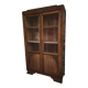 Vitrine française vintage en hêtre, bibliothèque à porte vitrée, meuble Art déco, vers 1930–1950