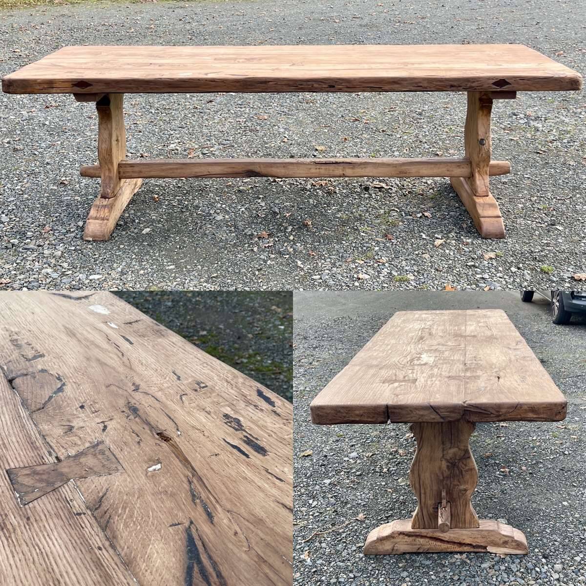 1930s monastery table in raw oak