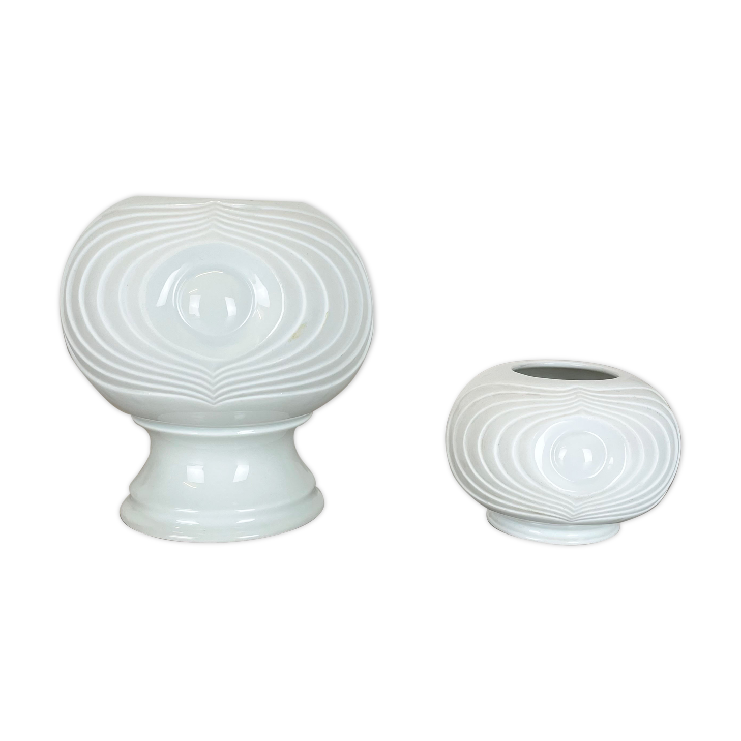 Set of 2 original porcelain op art vase made by royal bavaria kpm germany, 1970s