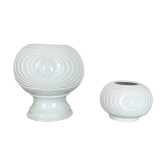 Set of 2 original porcelain op art vase made by royal bavaria kpm germany, 1970s