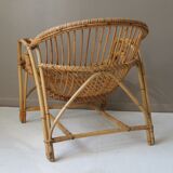 Rattan armchair & vintage bamboo