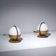 1950s Pair of Italian Table Lamp with Opaline Glass and Brass