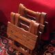 Pair of vintage folding wooden stools from Tyrol mountain