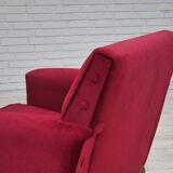 1970s, Danish lounge chair, original condition, cherry-red velour fabric.