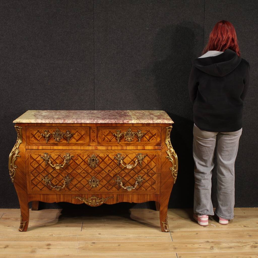 20th century French Louis XV style inlaid chest of drawers
