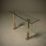 Italian Modern Plexiglass Console Table with Roman Column Details 1980s