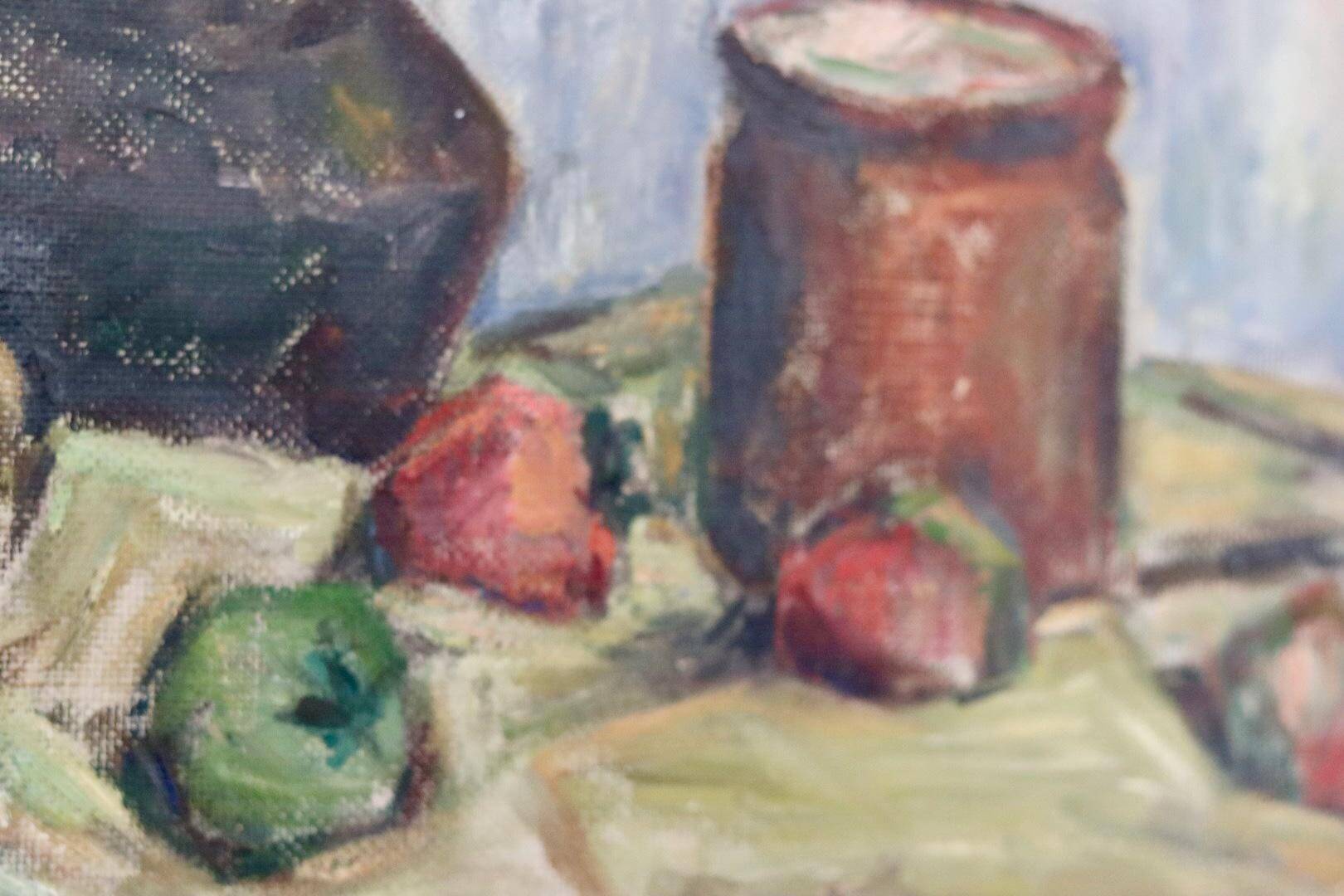 Original Swedish oil on panel "Still Life" vintage and framed.