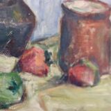 Original Swedish oil on panel "Still Life" vintage and framed.