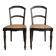 Set of 2 antique chairs in blackened wood and caned.