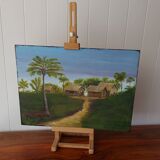 Vintage exotic painting in colonial style