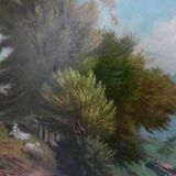 Oil on panel, signed Lataste, 19th century. Mountain