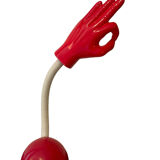 Articulated desk lamp in the shape of a vintage red and white hand