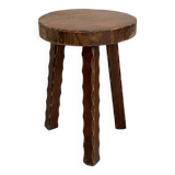 Tripod brutalist solid wood foot stool