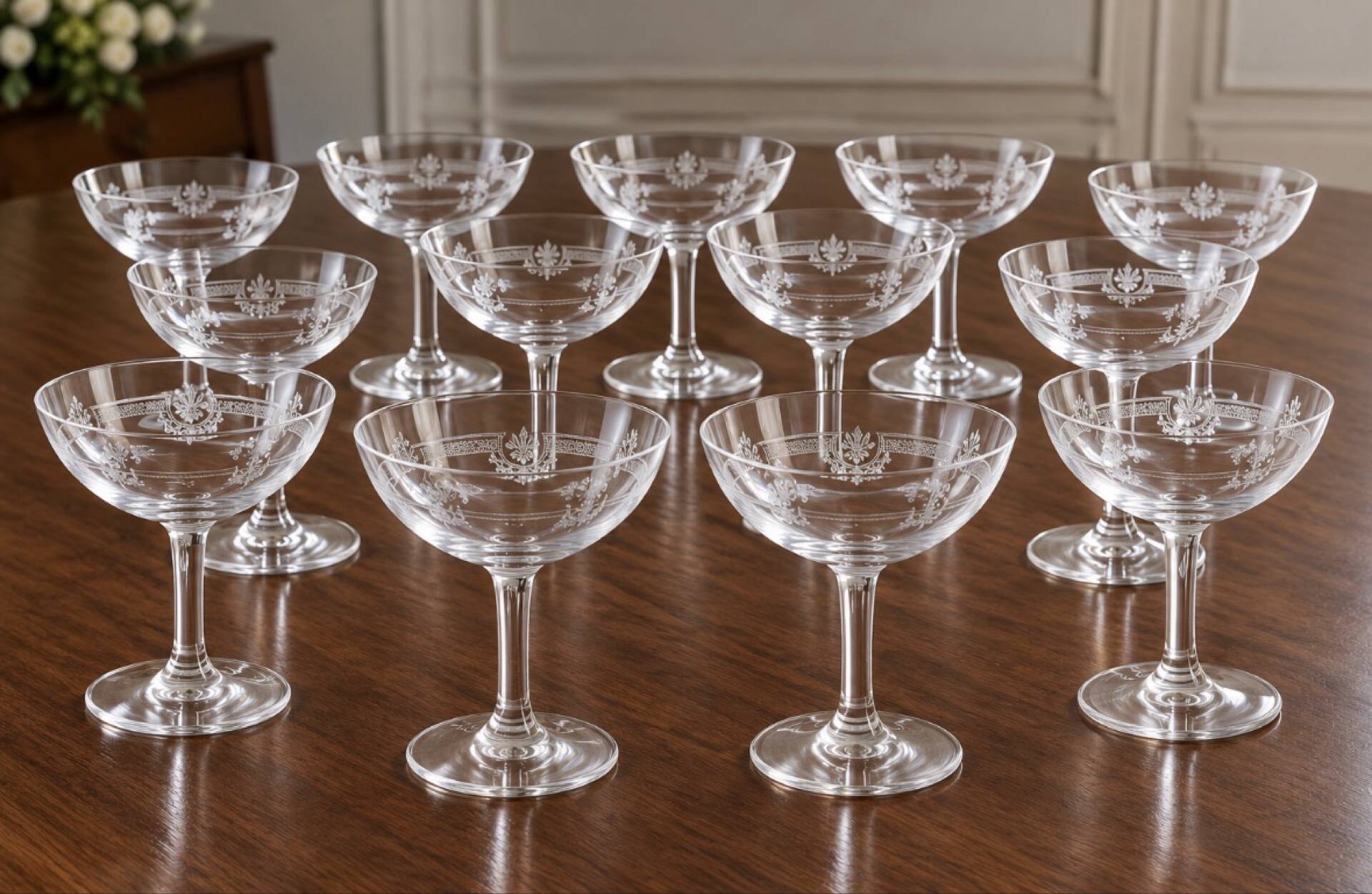 12 coupes  en cristal de Saint-Louis Modèle « Manon » circa