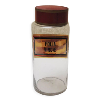 Old medicine jar, apothecary bottle folia vincae