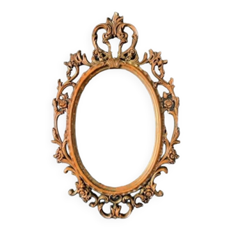 Large Italian Baroque carved oval frame, 1960/70