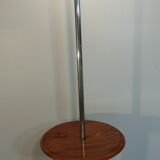 Lampadaire globe, en opaline et chromé avec sa tablette en bois Vintage, 1950-60