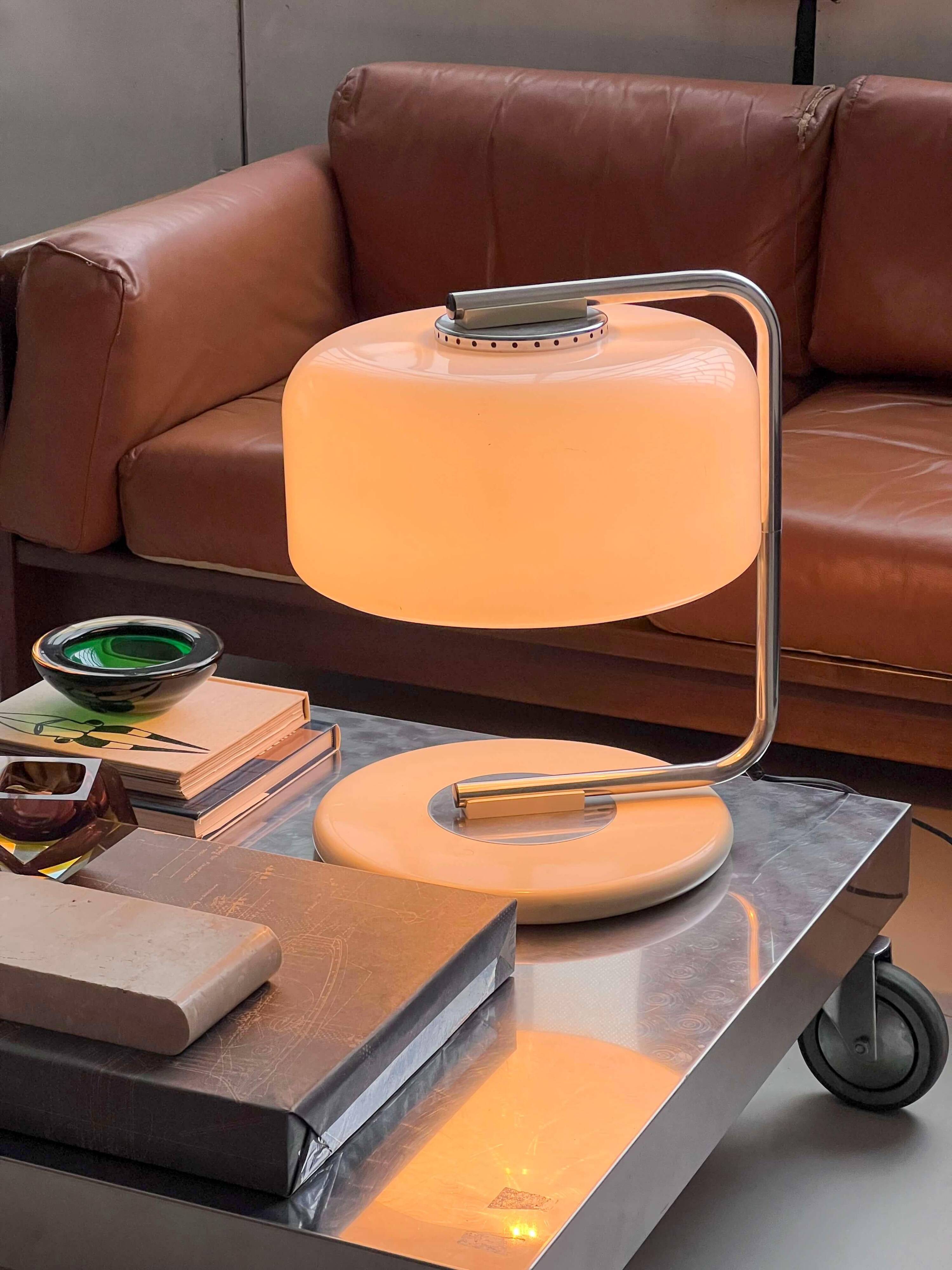 Collectible Space Age Table / Desk Lamp in Steel and Plexiglass Voghera by Zonca