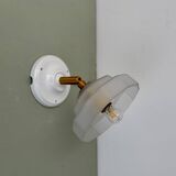 Vintage art deco frosted glass wall lamp with shade