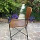 Paire de fauteuils vintage en fer forgé et osier