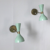 Pair Italian style years 50's Sconce Sage Green