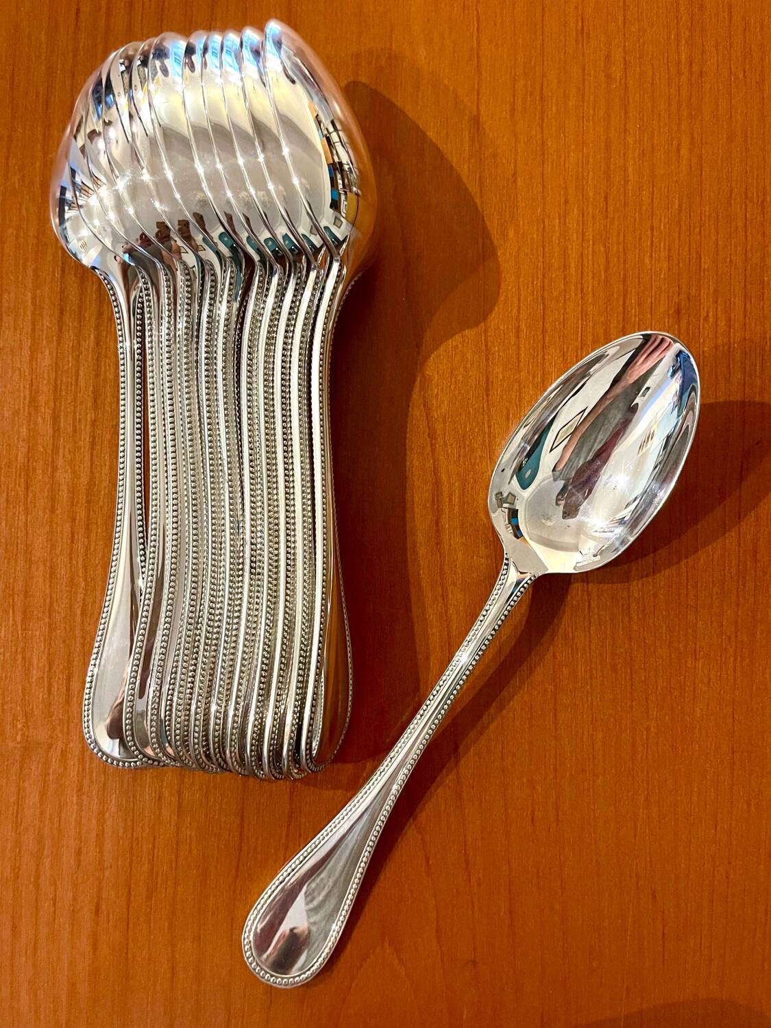 Christofle perles 12 table spoons near new condition 20.5 cm