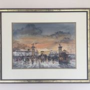 Léon godinnet, 1925-1989. the alexandre iii bridge. gouache and watercolour.