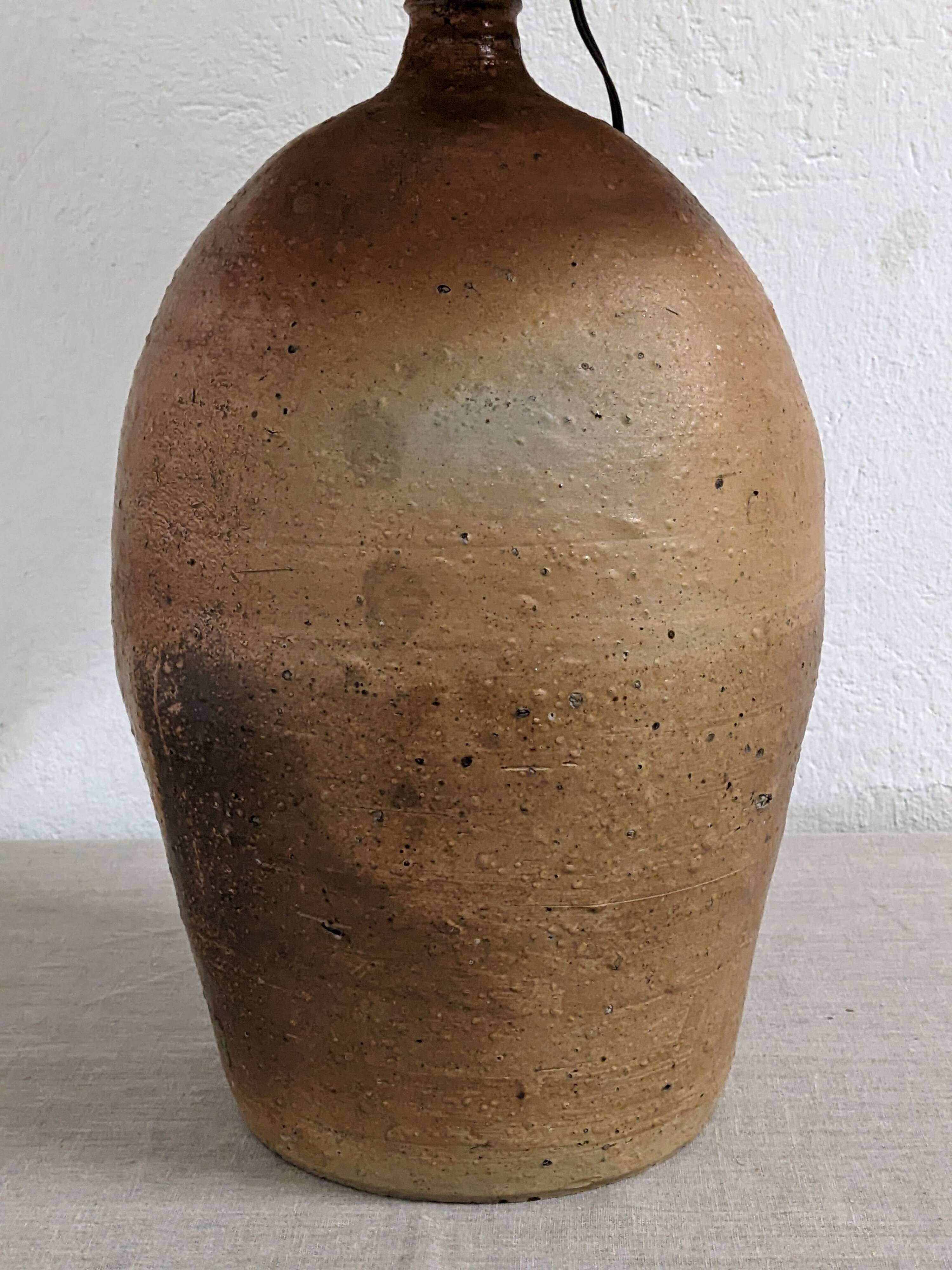 XXL lamp in glazed stoneware and jute rope circa 1960
