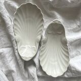 2 long shell dishes in old porcelain