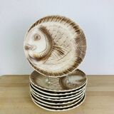 8 assiettes service poisson Sarreguemines vintage