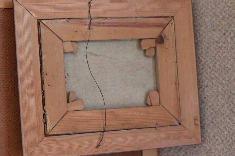 Original mid-century Swedish oil on canvas – “Layers” by Wilhelm Henning – signed & framed – 32 × 39 cm (12.6" × 15.4")