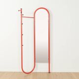 Porte-manteau postmoderne Schönbuch en métal laqué rouge avec miroir, années 1980
