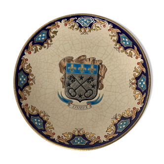 Decorative Hollow plate EMaux de Longwy Blason city of Lisieux