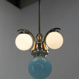 Art deco blue chandelier, 1930s, restored