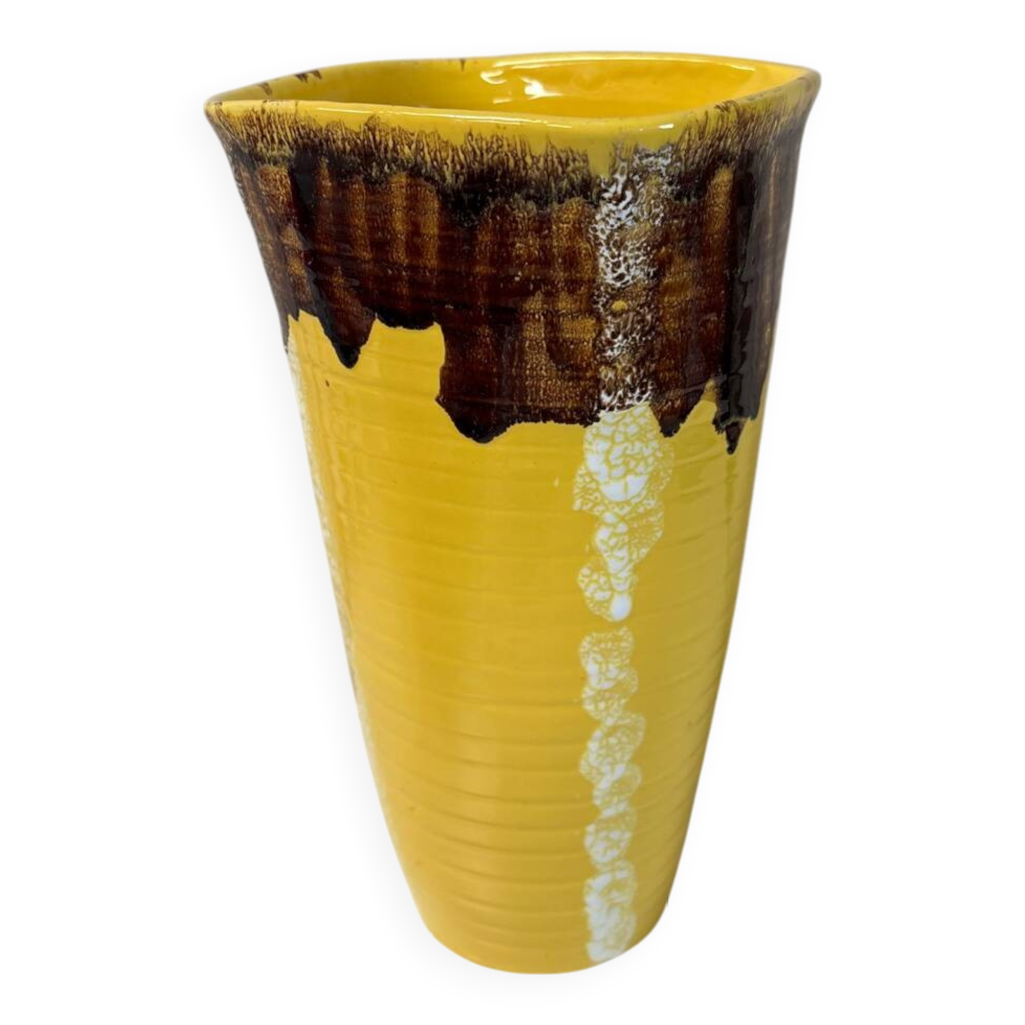 Antique vintage yellow ceramic vase