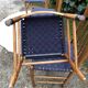 4 vintage Roche Bobois chairs from the 80s in beech with woven seats in blue fabric.
