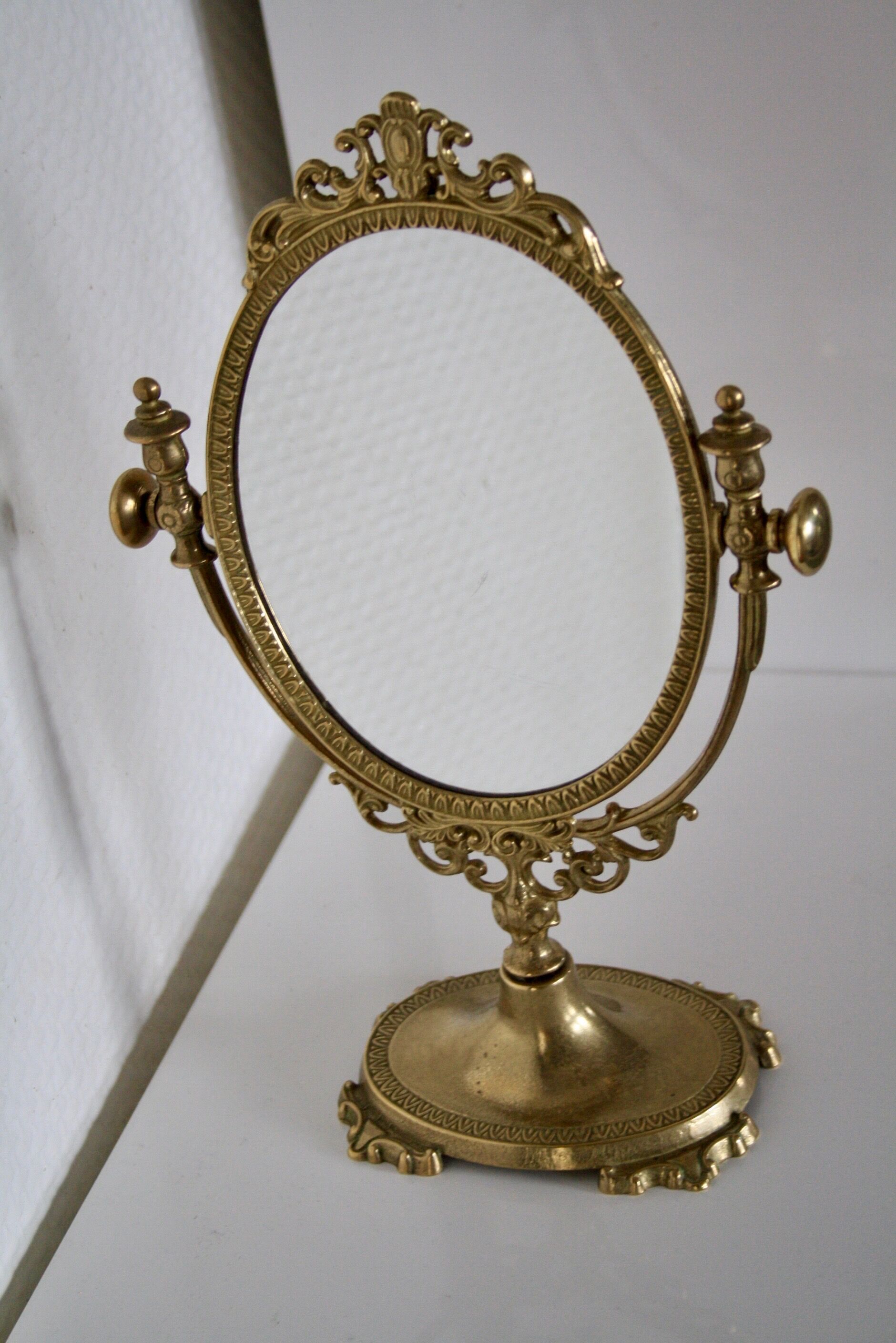 Miroir de table psyché laiton doré, 18x27cm