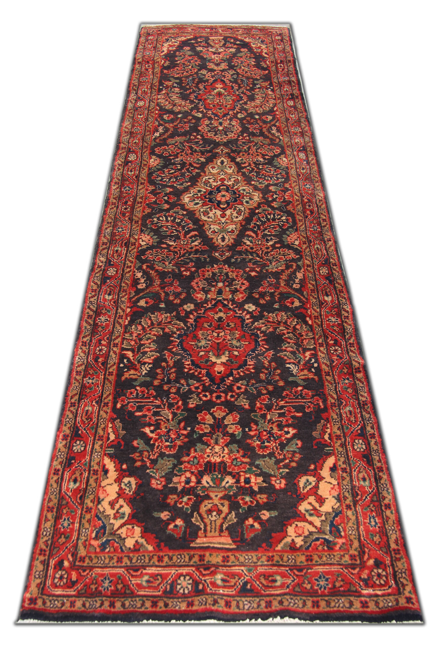 Traditional vintage Sarough runner rug 85x365cm
