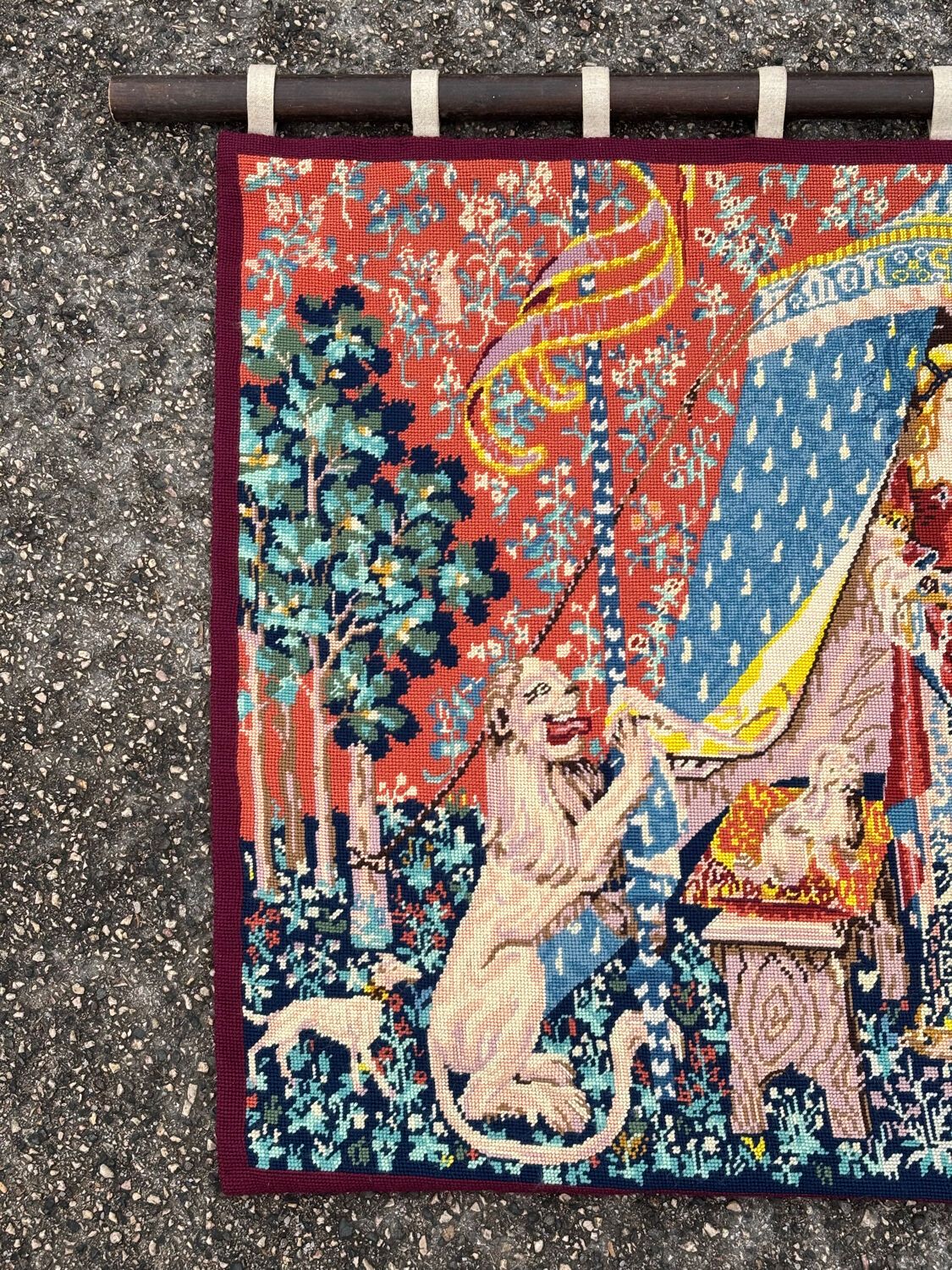 Ancient wool tapestry "The Lady and the Unicorn"