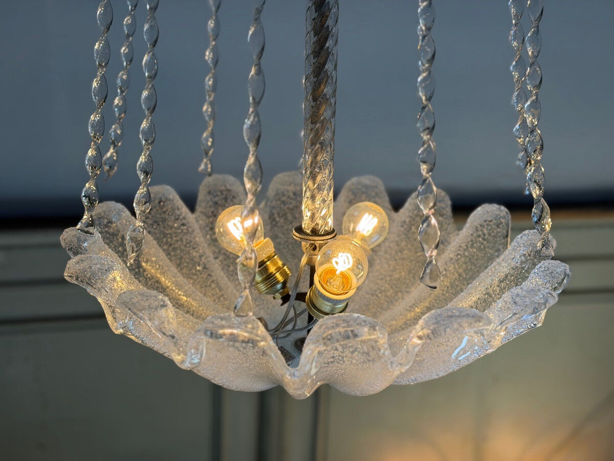 Colourless Murano glass chandelier, Venice circa 1940