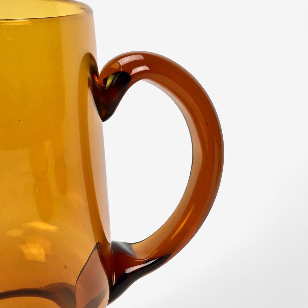 Amber-colored blown glass orangeade set