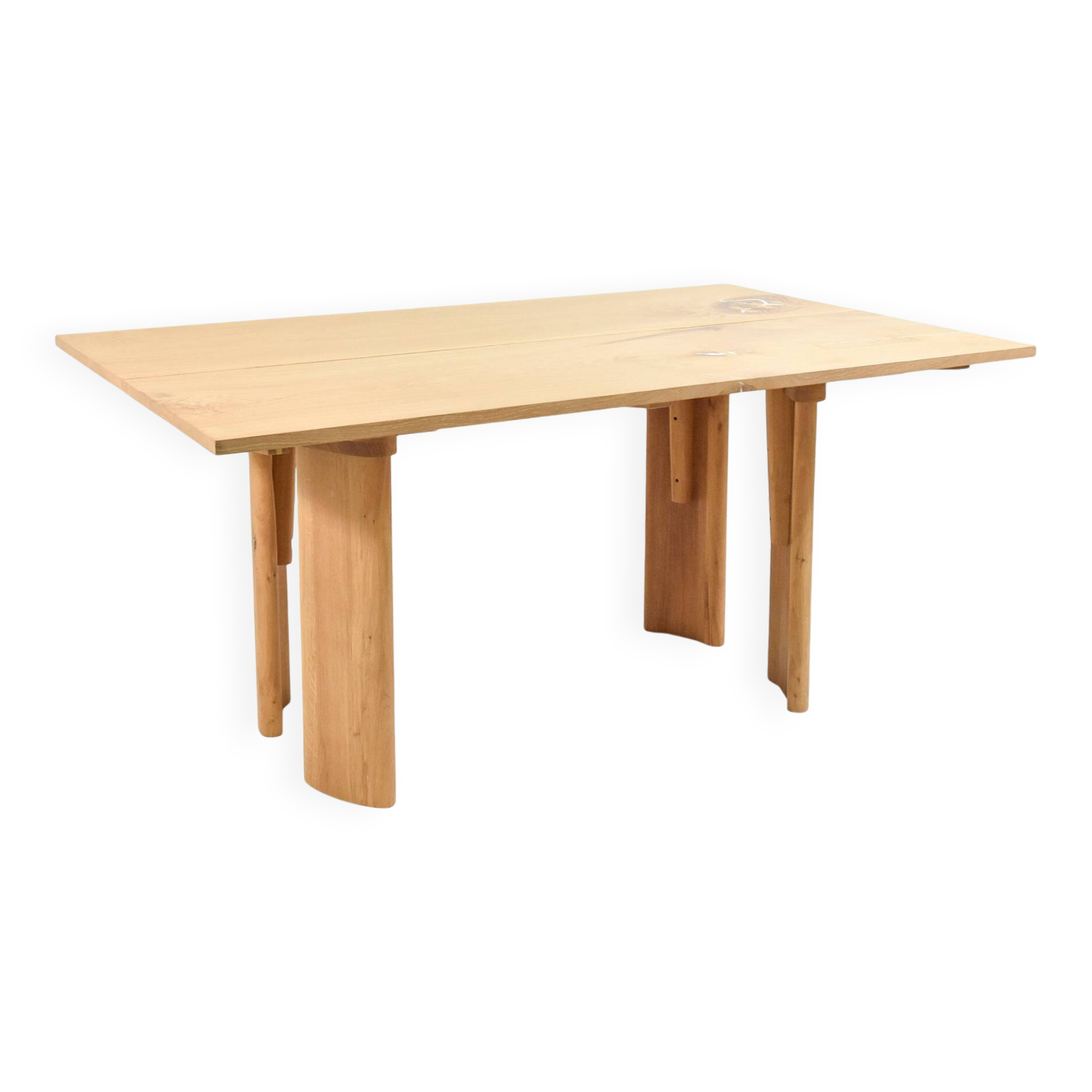 Solid oak dining table, seats 8 people.