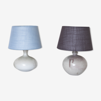 Pair of grey ceramic lamps