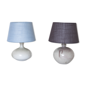 Pair of grey ceramic lamps