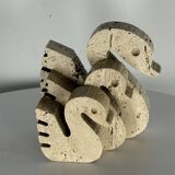 Cygnes Enzo Mari travertin pour Fratelli Mannelli, Italie, 1970. X3