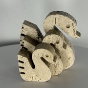 Swans Enzo Mari travertine for Fratelli Mannelli, Italy, 1970.