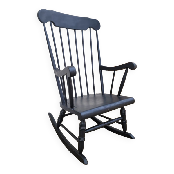 Fauteuil à bascule rocking chair vintage 1950 noir — Beyit