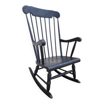 Fauteuil à bascule rocking chair vintage 1950 noir