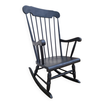 Fauteuil à bascule rocking chair vintage 1950 noir
